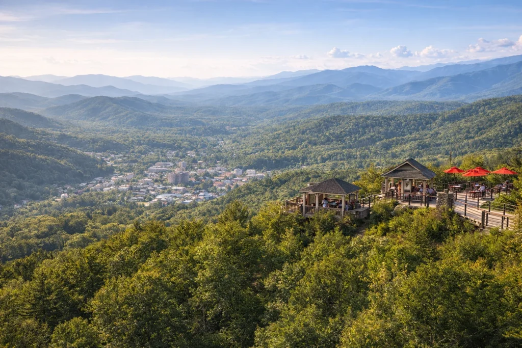 Top 5 places to visit in Gatlinburg – Anakeesta mountaintop view overlooking Gatlinburg and the Smoky Mountains