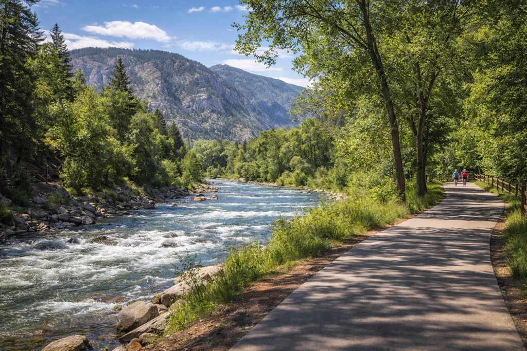 Animas River Trail in Durango with river views and walking path
