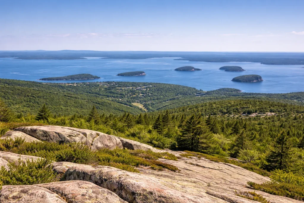 Top 5 places to visit in Bar Harbor – panoramic summit view from Cadillac Mountain