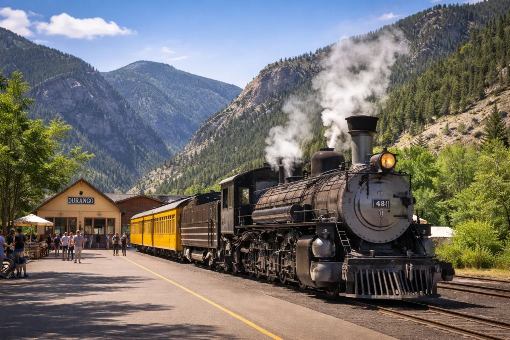 Durango and Silverton Narrow Gauge Railroad steam locomotive at Durango station