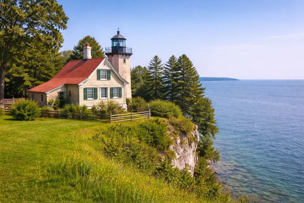 Top 5 places to visit in Door County – Eagle Bluff Lighthouse overlooking Green Bay