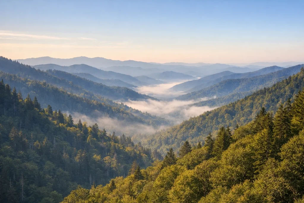 Top 5 places to visit in Gatlinburg – Great Smoky Mountains National Park scenic view from Newfound Gap