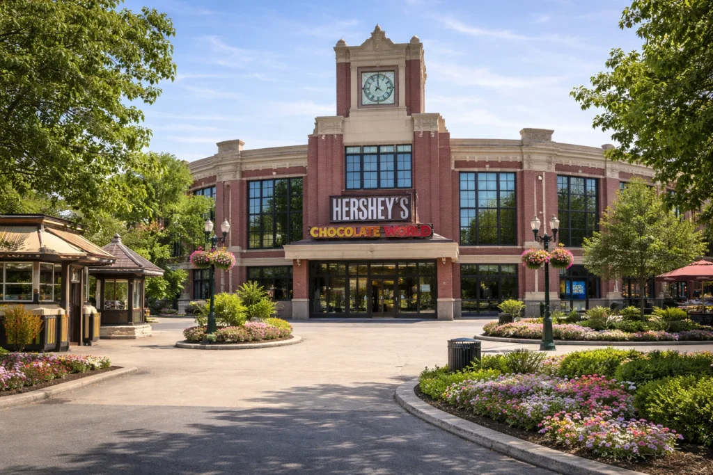 Hershey’s Chocolate World exterior entrance in Hershey Pennsylvania