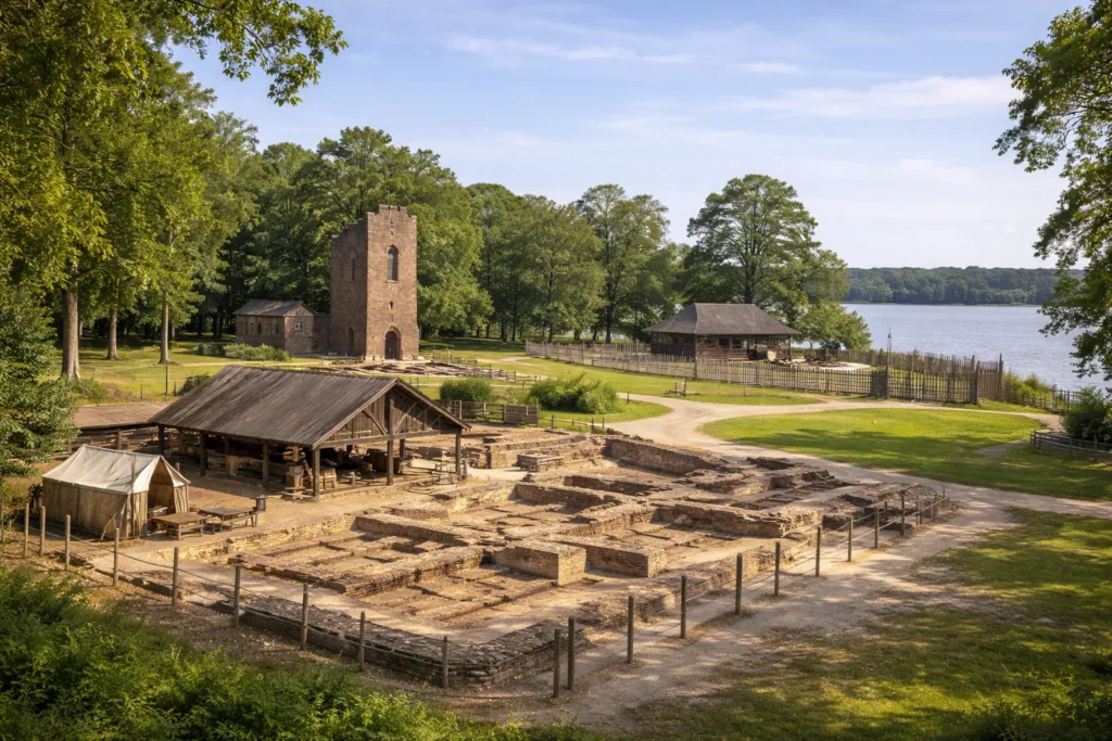 Historic Jamestowne archaeological ruins on Jamestown Island Virginia
