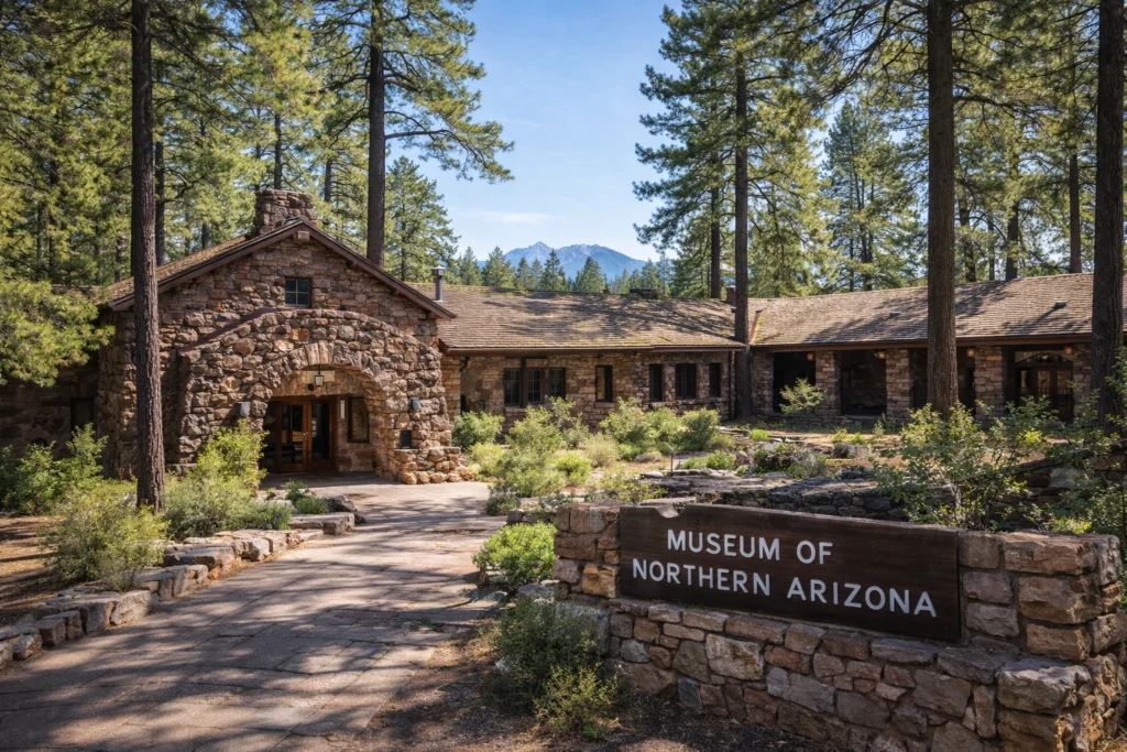 Museum of Northern Arizona in Flagstaff surrounded by pine trees