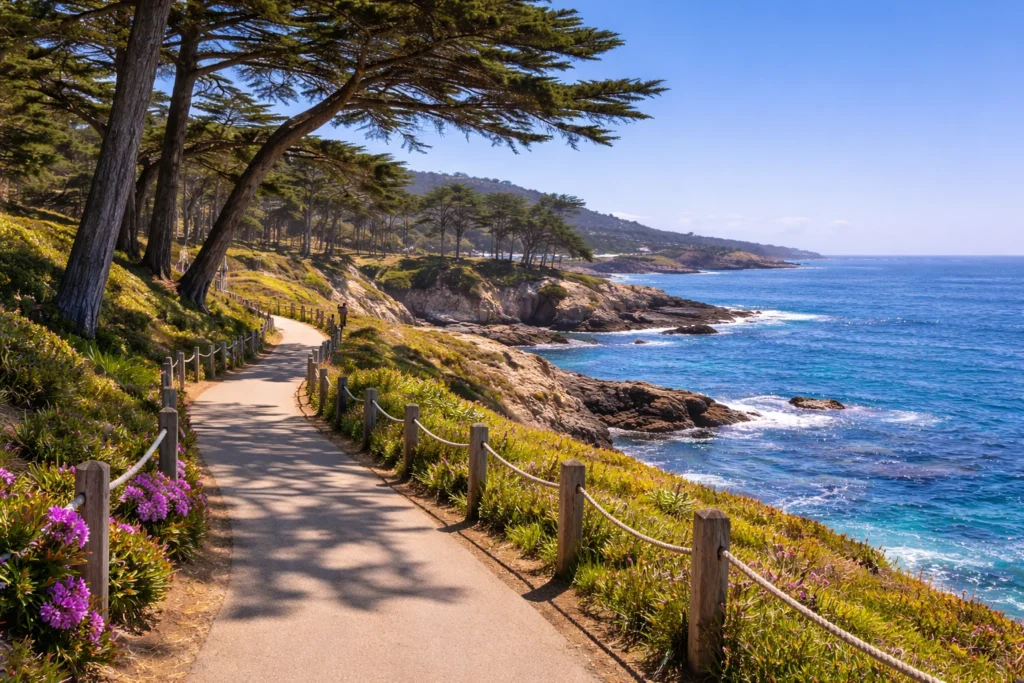 Scenic Road Walkway in Carmel-by-the-Sea with ocean views and coastal path