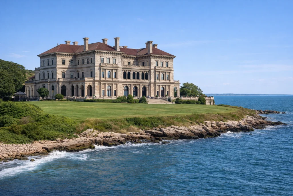 Top 5 Places to Visit in Newport The Breakers mansion oceanfront view in Newport Rhode Island