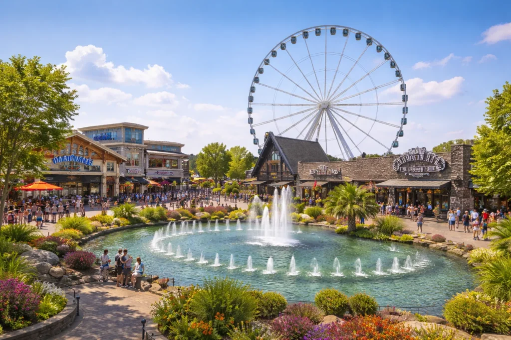 Top 5 places to visit in Pigeon Forge – The Island observation wheel and central plaza