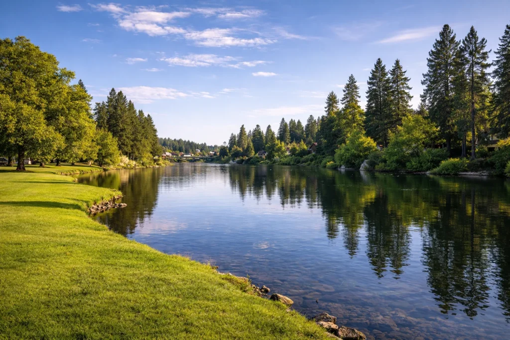 Drake Park in Bend with riverfront lawns and Mirror Pond views – top 5 places to visit in Bend