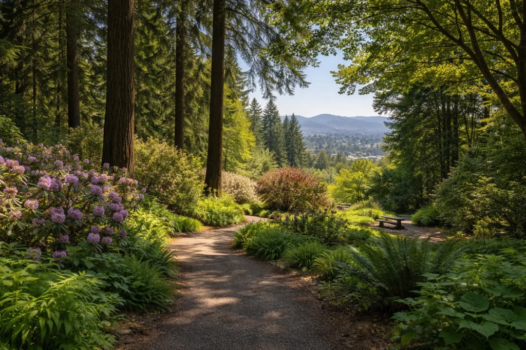 Hendricks Park in Eugene with wooded trails and hillside gardens – top 5 places to visit in Eugene