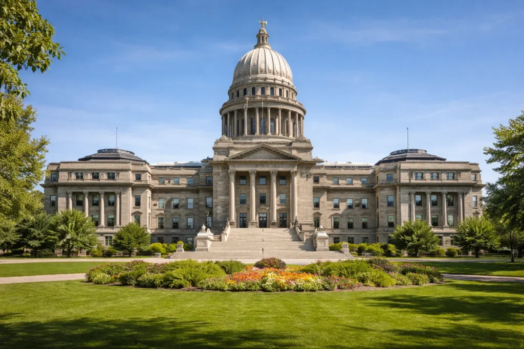Idaho State Capitol building in Boise with neoclassical architecture and landscaped grounds – top 5 places to visit in Boise