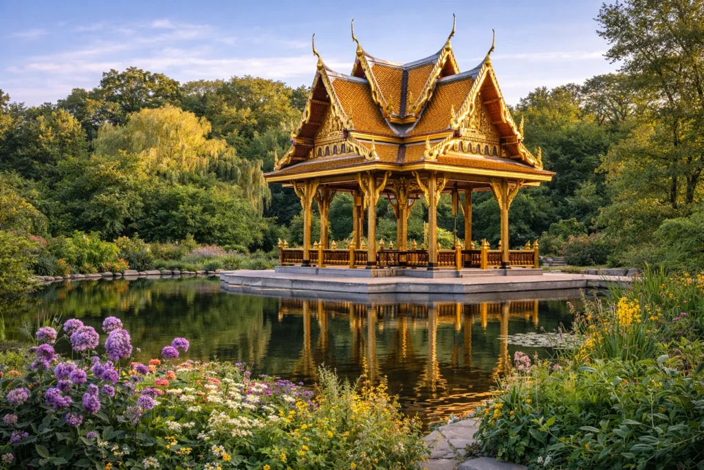 Olbrich Botanical Gardens in Madison featuring the Thai Pavilion and landscaped gardens – top 5 places to visit in Madison
